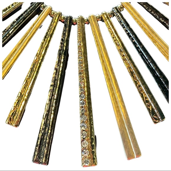 🎁 Textured Metal Fringe Tribal Necklace - Picture 3 of 6